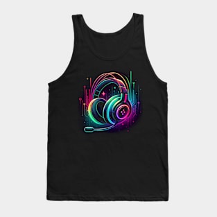 abstract headphones music,headphone gamer,gaming gifts idea,games,gamers, Tank Top